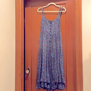 The Nicks Dress Christy Dawn boho blue floral rayon maxi dress S